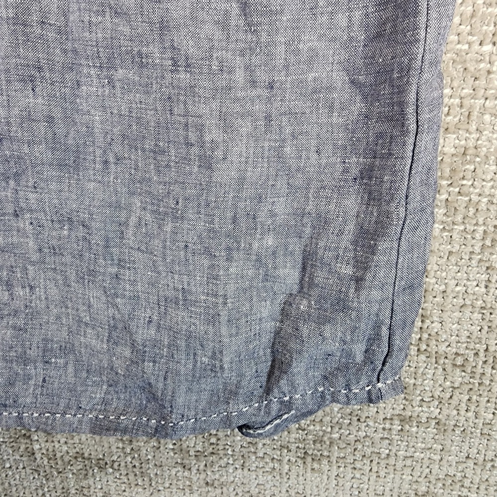 Blue Illusion 100% French Linen Midi Dress Womens XL Blue Short Sleeve Shift - Picture 4 of 11